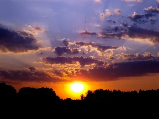 日落，水，反射，太阳，暮光之城