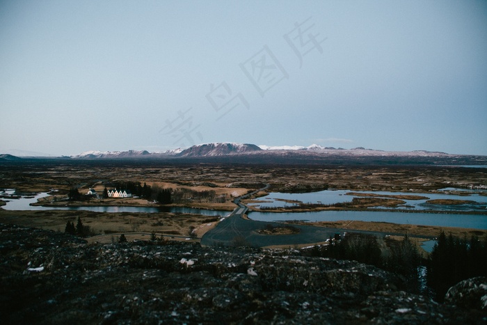 天空,居民楼,风景,树,山峦,山区河流大西洋山脊