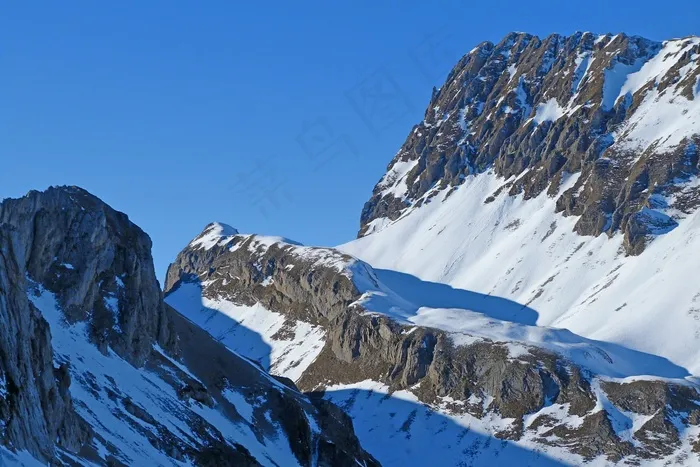 风景，自然，山，雪，阿尔卑斯山，冬天