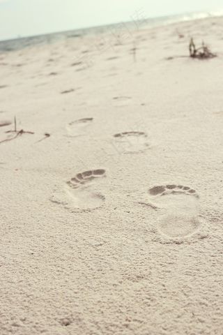 脚印，沙滩，沙滩