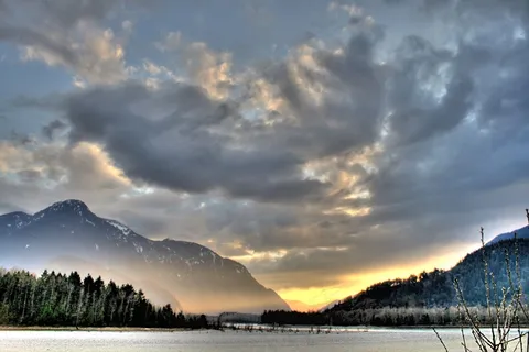 日落,风景,天空,湖泊,山 日落,风景,天空,湖泊,山
