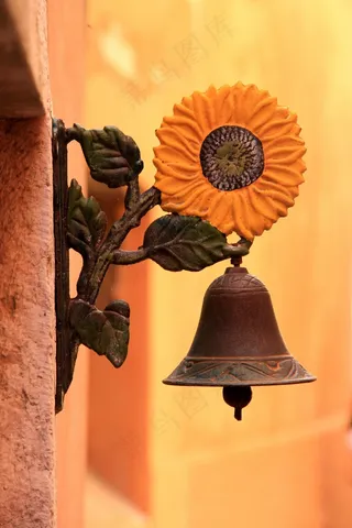 前门铃，贝尔，青铜，金属，老，饰品