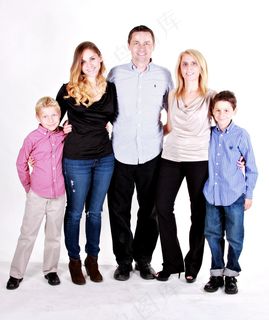 家庭，孩子们，父母，快乐，人，微笑，白