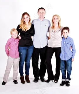 家庭，孩子们，父母，快乐，人，微笑，白