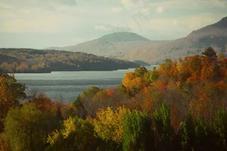油画,风景,湖泊,图画,山峦,景观自然森林湖