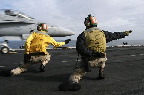 水手信号发射，喷气式飞机，航空母舰