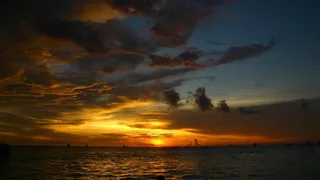 长滩岛，日落，海，海滩，长滩岛海滩，船，发光