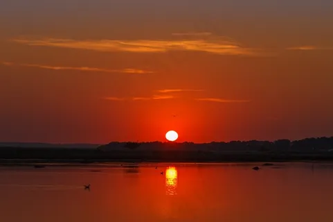 日出，岛，太阳，Morgenstimmung，浪漫，热