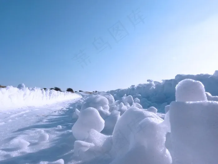 雪，冬季，冷，冰冷，通路，白雪皑皑，天空，蓝色