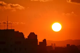 Sol，日落，热，黄色，橙色，天空，城市，下午