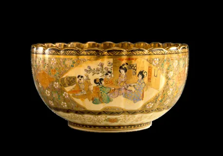 槽碗，碗，旧，萨摩烧，彩陶