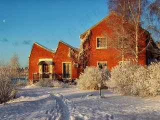 芬兰，房子，首页，砖，架构，天空，冬季