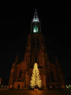 圣诞节，圣诞灯，明斯特，乌尔姆大教堂