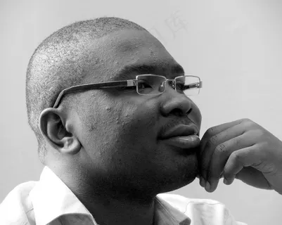 非洲，男子，眼镜，手，思维，黑色，肖像