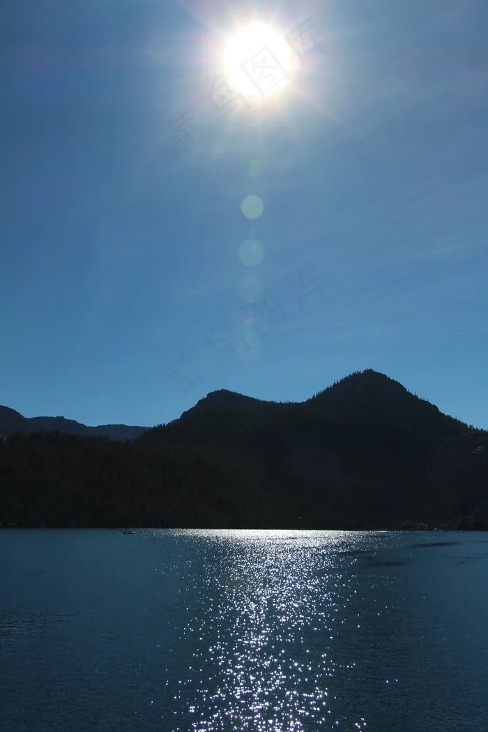 日出，太浩湖，湖，太阳，山，反射