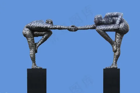 雕塑，男人，和谐，朋友，友谊，友善