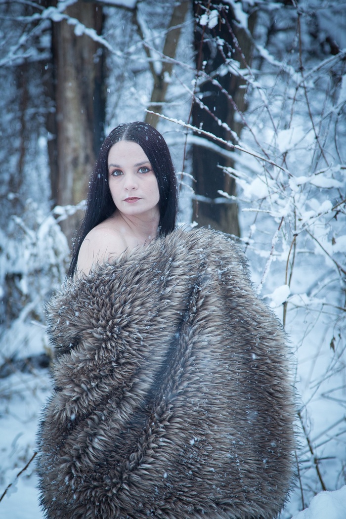 美女,冰雪,女孩,帽子,男孩,在冬季森林女人肖像