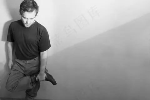 男人，美丽，单色，性感，模型，欧洲，男子