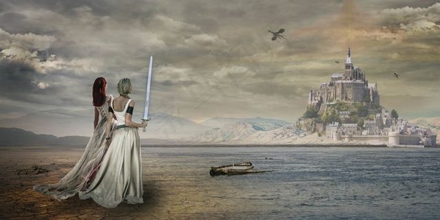 海战,油画,卡通动漫人物,工艺品,屏幕截图,城堡的幻想场景