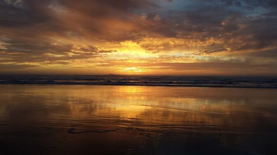 日落，海滩，水，海滩日落，海洋，大海