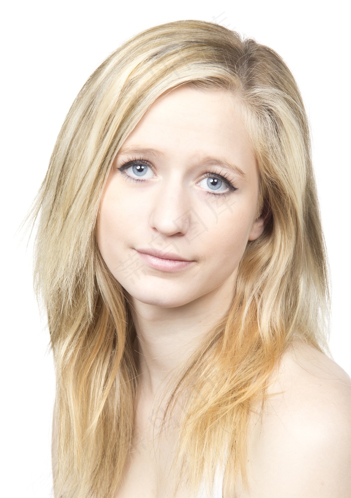 女孩，白，金发，蓝色，眼睛，肖像