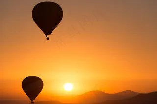 热气球，热气球，卡帕多细亚，黎明