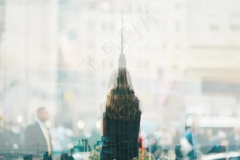 around the stars,建筑,街道,上海外滩,轿车,少妇在玻璃反射了反对相反