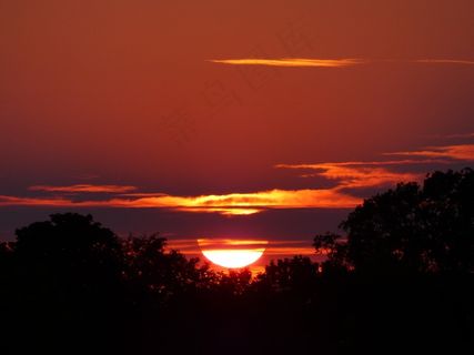 日落，太阳，热，自然，景观，东弗里西亚