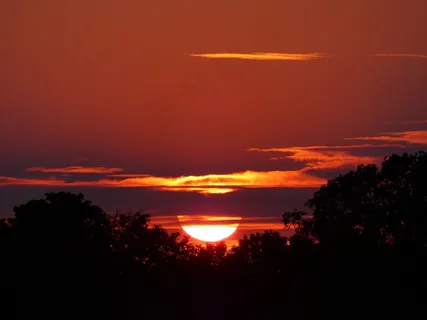 日落，太阳，热，自然，景观，东弗里西亚
