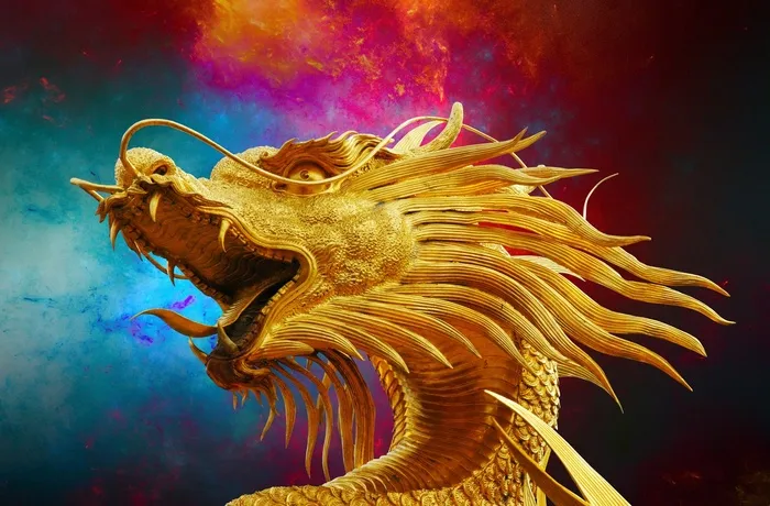 dragon,火焰特效,屏幕截图,图画,工艺品,中国龙在彩色背景上的雕像