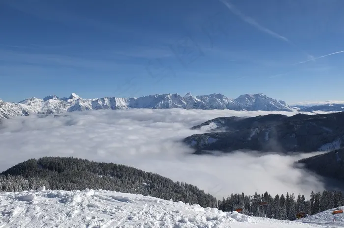 雪，云，冬季运动，天空，雪景