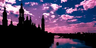 萨拉戈萨，背光，埃布罗，黄昏，黎明，日落