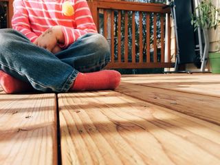 木，甲板，儿童，孩子，门廊，后院