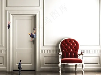 门,室内一角,沙发,房间内景,室内,白色大厅的扶手椅和人的小形象