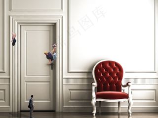 门,室内一角,沙发,房间内景,室内,白色大厅的扶手椅和人的小形象