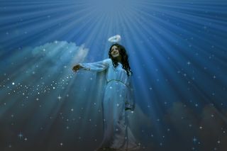 天使，云，翅膀，星星