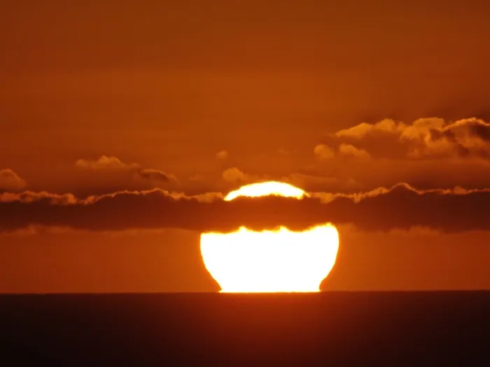 太阳，火球，日落海，傍晚的天空，Abendstimmung