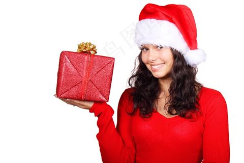 框，圣诞节，克劳斯，可爱，女性，礼物，女孩，快乐