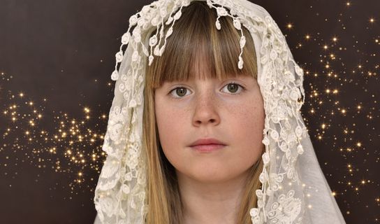 儿童，女孩，金发，脸，头巾，闪光