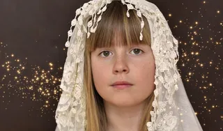 儿童，女孩，金发，脸，头巾，闪光