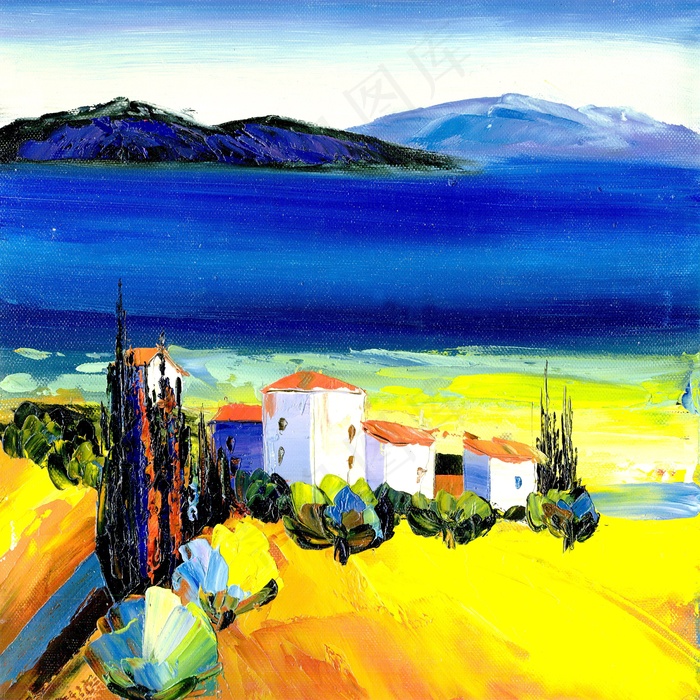 油画，风景，海滩