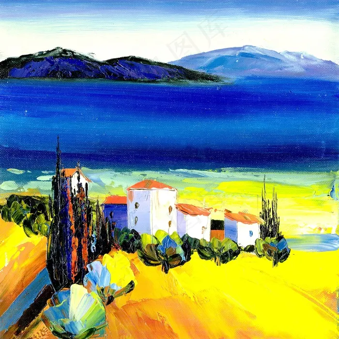 油画，风景，海滩