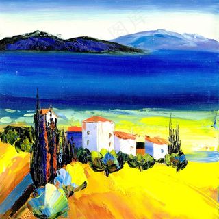 油画，风景，海滩