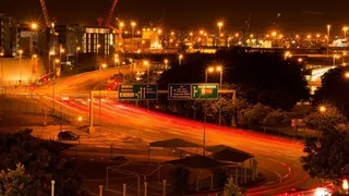 道路，晚上，晚上，港口，灯光，长时间曝光