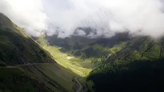 山，山谷，道路，云，自然，景观