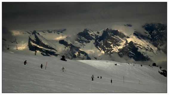 高山，山，瑞士，雪，景观，寒冬