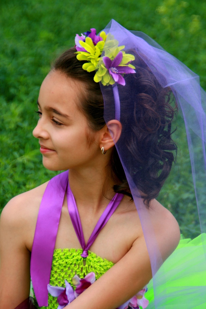 女孩，公主，鲜花，夏天，儿童，肖像