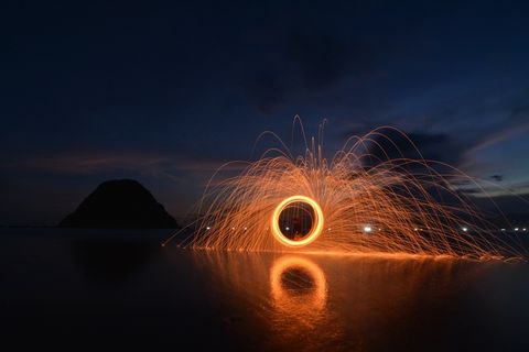 钢丝绒，日落，红岛，海滩，大海，红色，天空