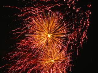 烟花，庆典，红色，节日，天空，黑色，金色