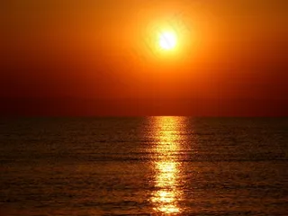 东，海洋，太阳，水，反射，红色，景观